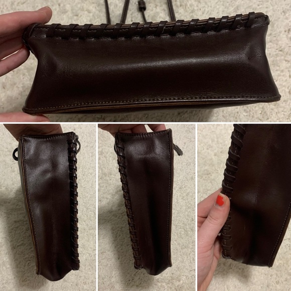 VINTAGE Dark Brown Faux Leather-Like Braided Bag Mini Purse - Picture 12 of 16
